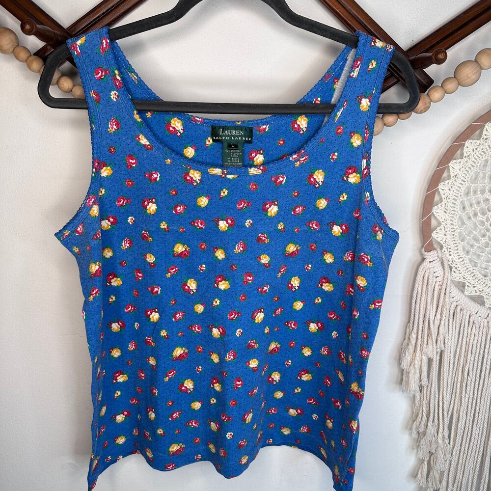 Vintage Lauren Ralph Lauren Blue Floral Tank